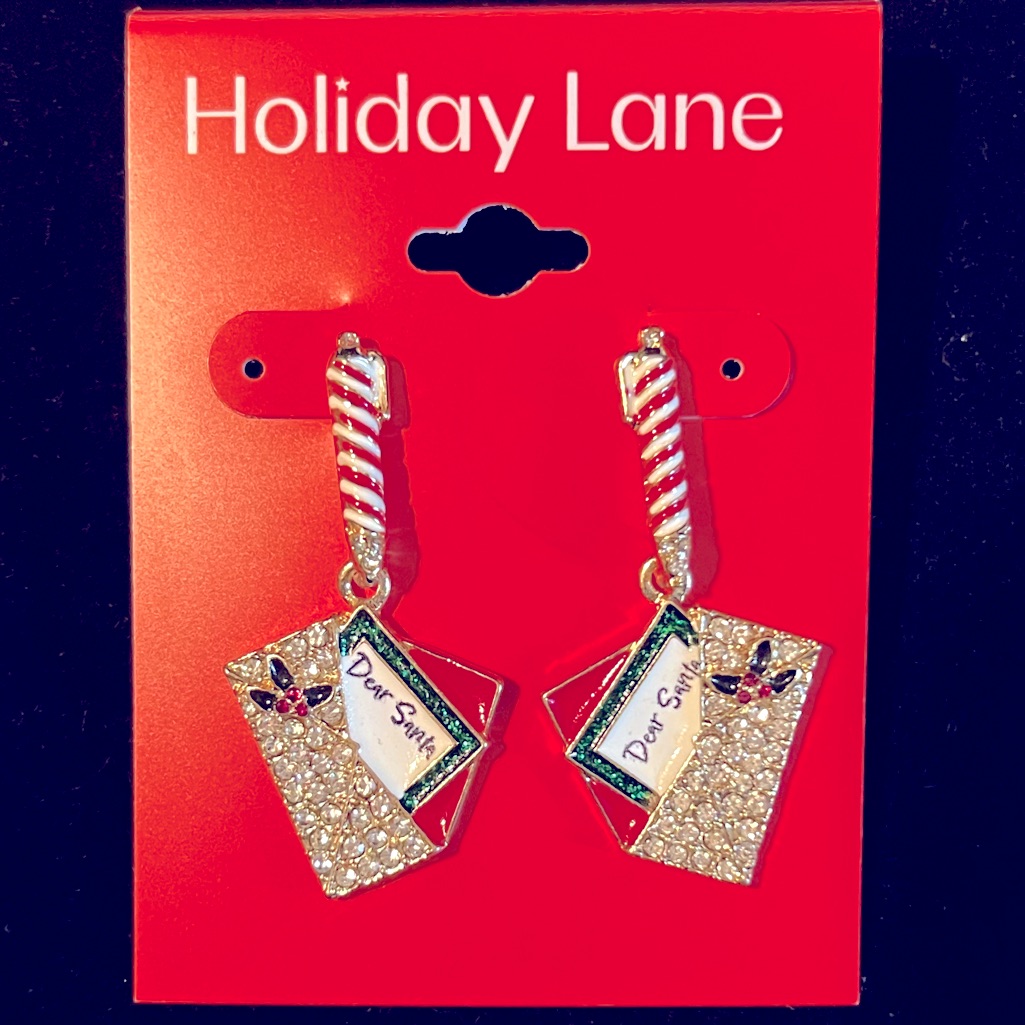 Dear Santa Earrings WCrystals Nwt 12$